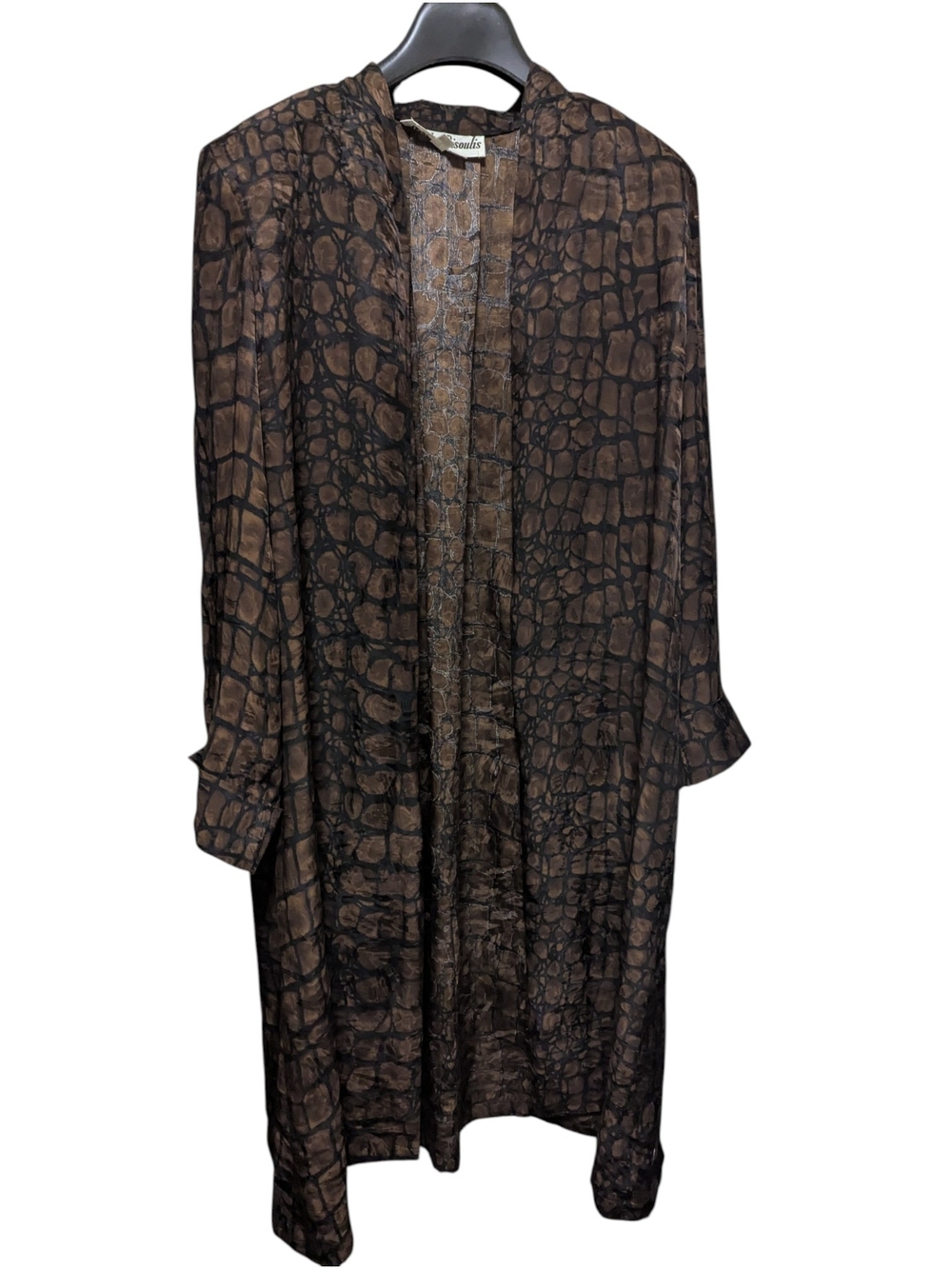 Becky Bisoulis womens Long Open  jacket Crocodile print Rare Find Size 16